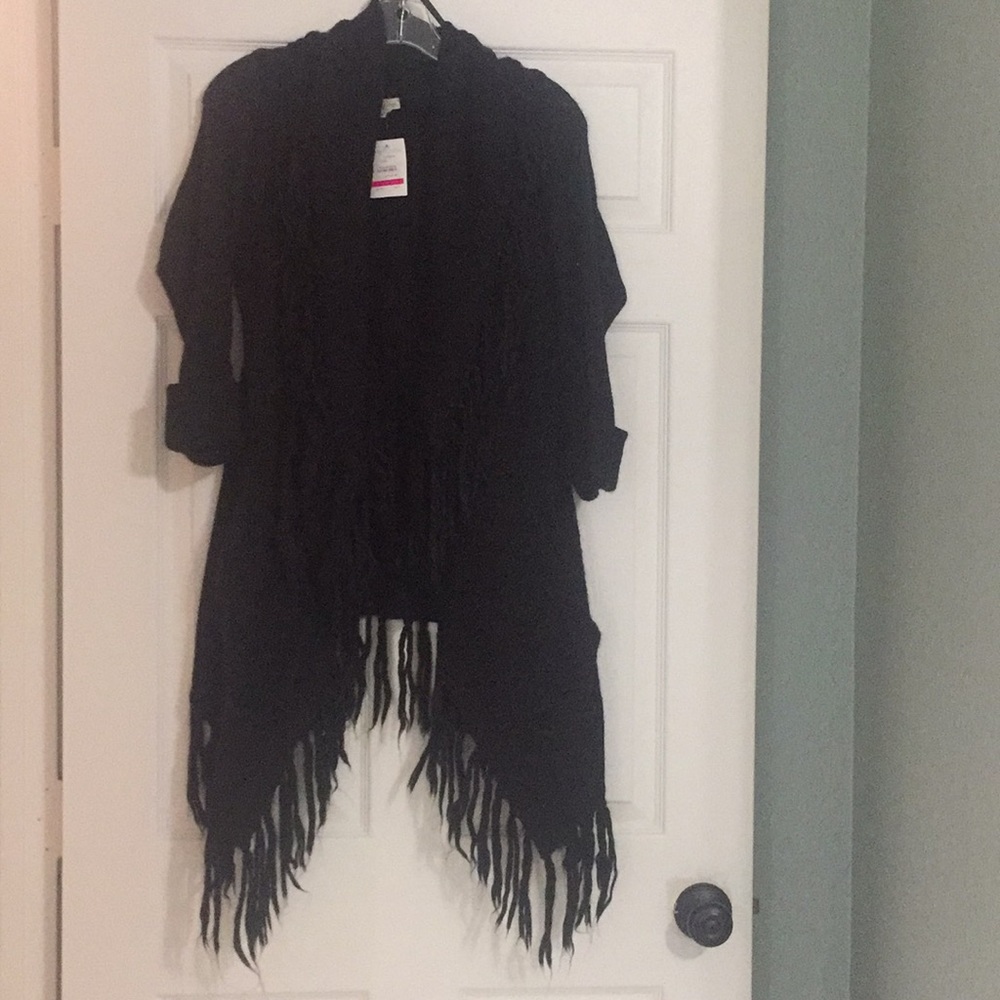 NWT Black Fringe sweater